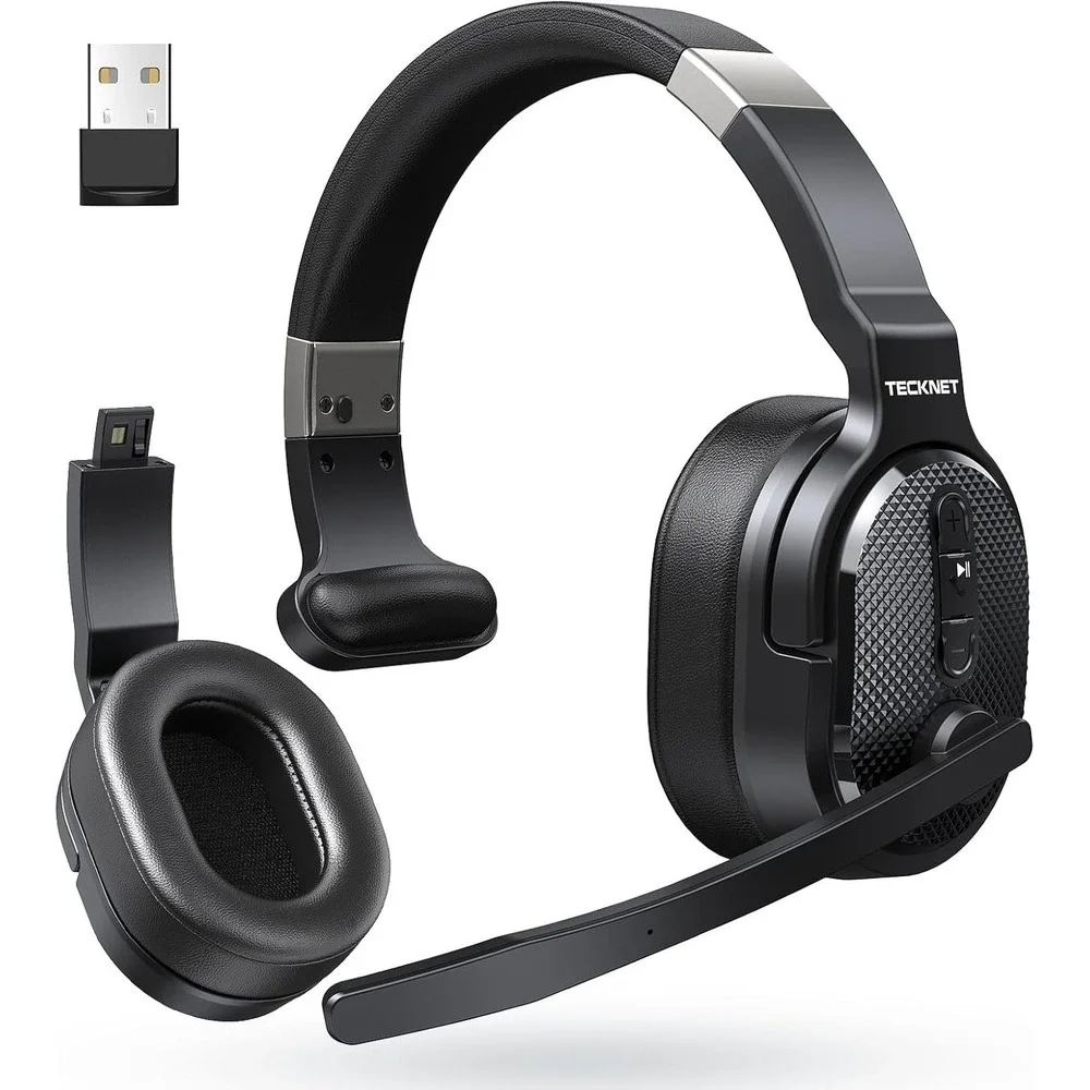 TECKNET Bluetooth Trucker Headset Mic 50H USB‎ Dongle Noise Cancel PC
